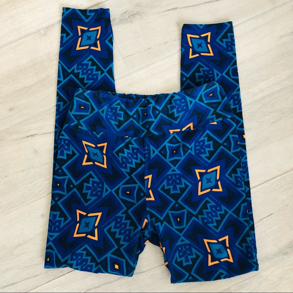 LuLaRoe Blue Print Leggings - Picture 3 of 7